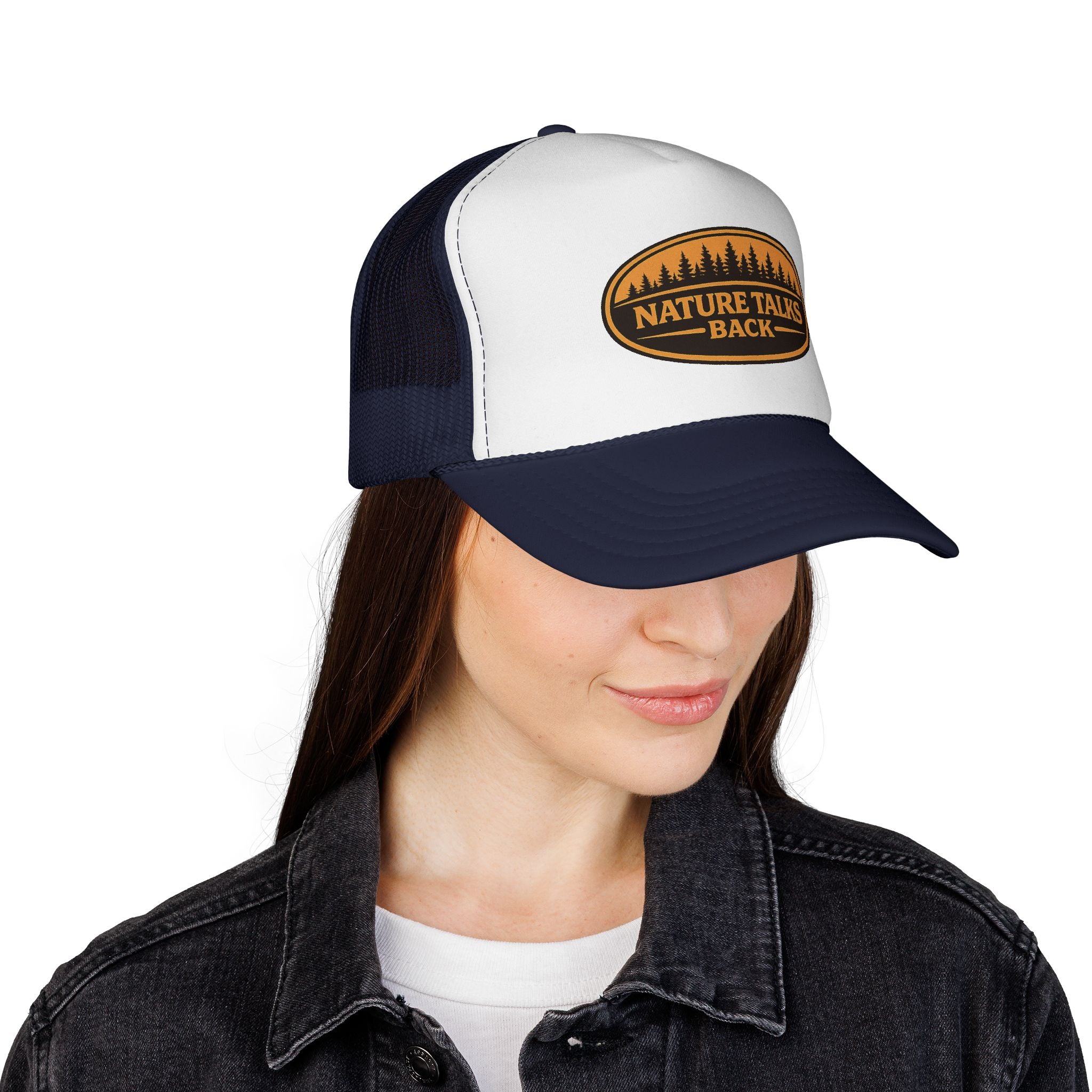 Nature Talks Back Heritage Leather Patch Trucker Hat
