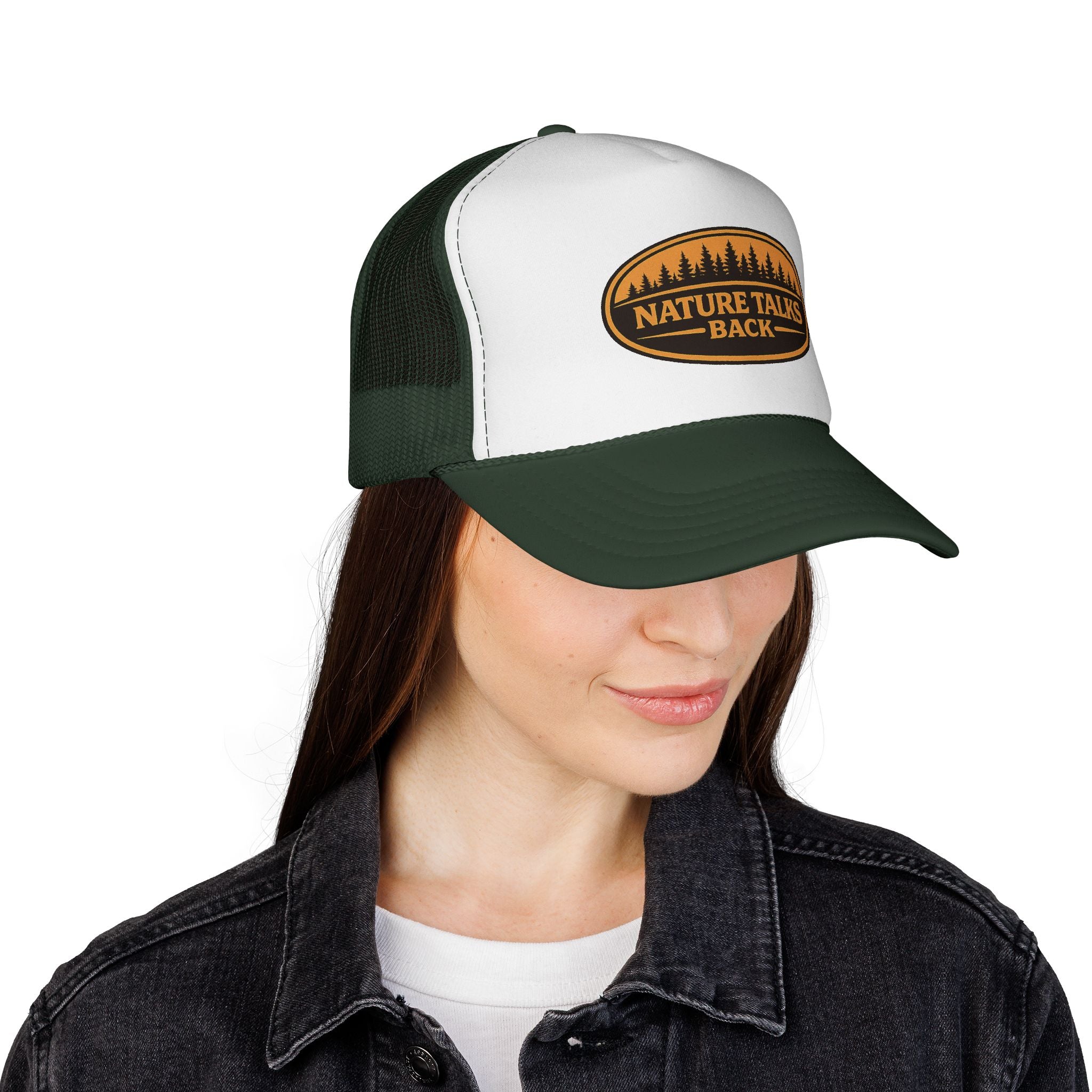 Nature Talks Back Heritage Leather Patch Trucker Hat