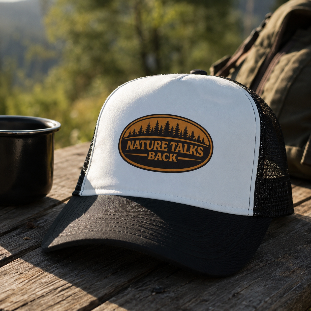 Nature Talks Back Heritage Leather Patch Trucker Hat